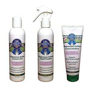 dr. milt's hip and joint care, horse liniment for the horse and rider - 3 pack - 8oz cream, gel, spray.
