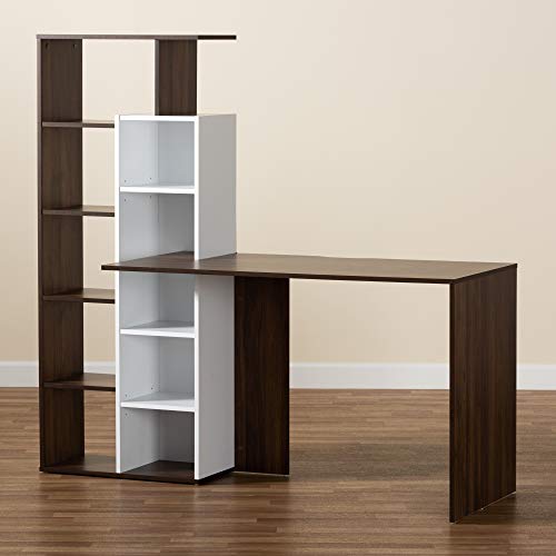 Baxton Studio Rowan Desks, White/Walnut Brown