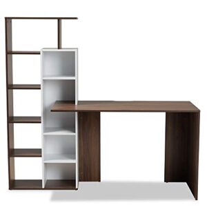 Baxton Studio Rowan Desks, White/Walnut Brown