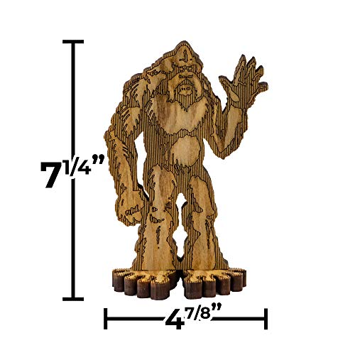 BMBM 7.25” Standing Waving Sasquatch Bigfoot Laser Cut Statue Decoration for Desk, Table, Shelf | Stained Solid Premium 1/2" Radiata Pine Construction