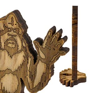 BMBM 7.25” Standing Waving Sasquatch Bigfoot Laser Cut Statue Decoration for Desk, Table, Shelf | Stained Solid Premium 1/2" Radiata Pine Construction