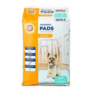 arm & hammer for dogs puppy training pads with attractant | new & improved super absorbent, leak-proof, odor control quilted puppy pads with baking soda| 50 count wee wee pads