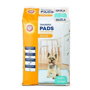 Arm & Hammer for Dogs Puppy Training Pads with Attractant | New & Improved Super Absorbent, Leak-Proof, Odor Control Quilted Puppy Pads with Baking Soda| 50 Count Wee Wee Pads