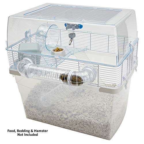 Duna Space Gerbil & Hamster Cage, Extra-Deep 11.5-Inch Base Promotes Instinctual Burrowing While Containing Litter & Debris, Includes ALL Accessories and Play Tunnels, 22.6L x 18.7W x 21.5 Inches