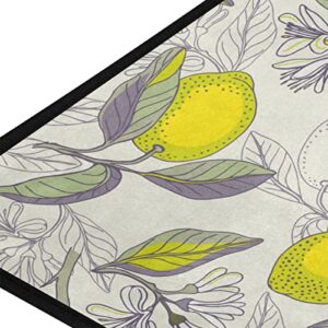 Lemon Branches Kitchen Rug Yellow Fruit Floor Comfort Mats Bath Rugs Entryway Welcome Non Slip Area Rug for Bedroom Living Room Doormats Home Decor 39" X 20"