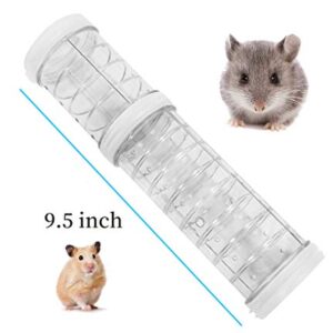 WishLotus Hamster Tubes with 2 Pipe Connection Plates, Adventure External Pipe Set Creative Transparent DIY Connection Tunnel Track to Expand Space Hamster Cage Accessories Hamster Toys (Clear)