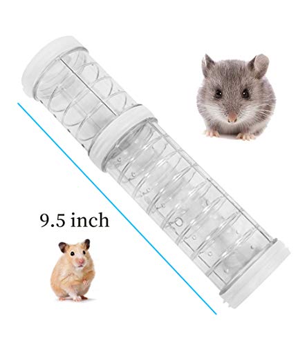 WishLotus Hamster Tubes with 2 Pipe Connection Plates, Adventure External Pipe Set Creative Transparent DIY Connection Tunnel Track to Expand Space Hamster Cage Accessories Hamster Toys (Clear)