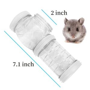 WishLotus Hamster Tubes with 2 Pipe Connection Plates, Adventure External Pipe Set Creative Transparent DIY Connection Tunnel Track to Expand Space Hamster Cage Accessories Hamster Toys (Clear)