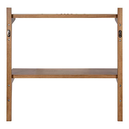 Kate and Laurel Meridien Farmhouse Wood Shelves, 24 x 8 x 24, Rustic Brown, Modern Two Tier Wall Shelf for Storage and Display