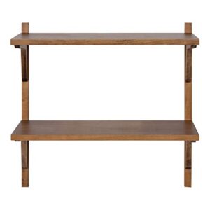 Kate and Laurel Meridien Farmhouse Wood Shelves, 24 x 8 x 24, Rustic Brown, Modern Two Tier Wall Shelf for Storage and Display