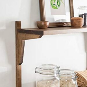 Kate and Laurel Meridien Farmhouse Wood Shelves, 24 x 8 x 24, Rustic Brown, Modern Two Tier Wall Shelf for Storage and Display