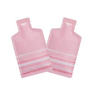qq studio pack of 100 matte aluminum bottle designed slickseal™ pouches for food packaging (glossy pink w/stripes, 3" x 5")