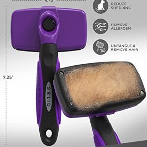 Pet Slicker Brush - Dog & Cat Brush for Shedding & Grooming - Dematting & Detangling Self-Cleaning Brushes for Dogs, Cats & Pets