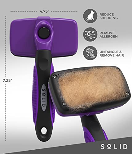 Pet Slicker Brush - Dog & Cat Brush for Shedding & Grooming - Dematting & Detangling Self-Cleaning Brushes for Dogs, Cats & Pets