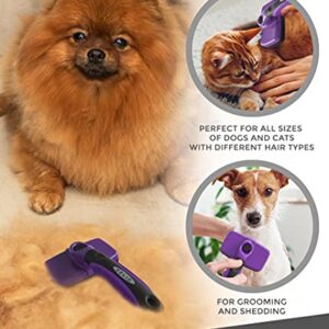 Pet Slicker Brush - Dog & Cat Brush for Shedding & Grooming - Dematting & Detangling Self-Cleaning Brushes for Dogs, Cats & Pets