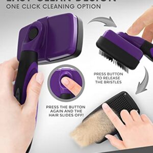 Pet Slicker Brush - Dog & Cat Brush for Shedding & Grooming - Dematting & Detangling Self-Cleaning Brushes for Dogs, Cats & Pets