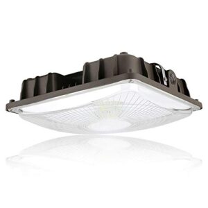 konlite 27w led canopy area light - 100w equal - 3800 lumens - 5000k - dark bronze - 120-277v - ul listed for indoor and outdoor applications