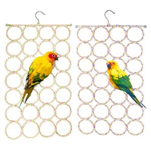 2 packs parrot swing hanging toys, bird climbing rope net ladders small medium pet activity toy suitable for parakeet,cockatiel,cockatoo,conure,mini macaw（random color ） (style-1)