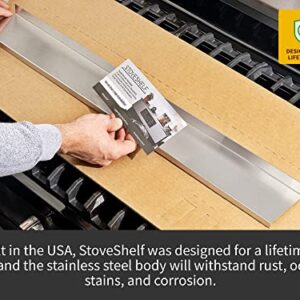 StoveShelf 30" Length White Magnetic Shelf for Kitchen Stove - Kitchen Storage Solution with Zero Installation - Over Stove Spice Rack Organizer