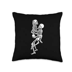 halloween skeleton tees co. halloween naughty sexy skeleton sex throw pillow, 16x16, multicolor