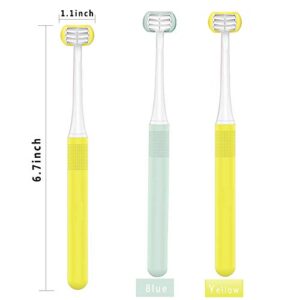 FOREVIVE 2 Pieces 3 Sided Autism Toothbrush Three Bristles for Special Needs Kids Soft Bristles Soft and Gentle Clean Each Tooth to Completely Cover The Toothbrush