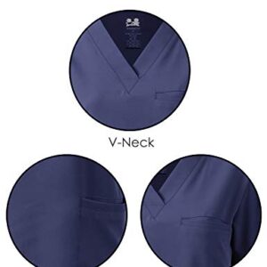 Dagacci Medical Uniform Unisex 4-Way Stretch Scrubs Set Medical Scrubs Top and Pants Navy L