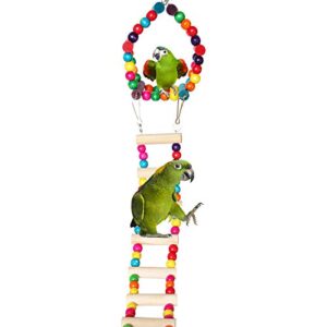 Bird Parrot Toys Ladders Swing - Hanging Pet Bird Cage Accessories Hammock Swing Toy for Small Parakeets Cockatiels , Lovebirds , Hamster Crawling Bridge Trainning Toys