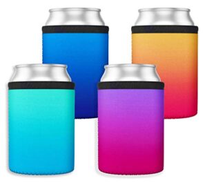 tahoebay ombre cooler sleeves for cans and bottles - memory foam (4-pack) (standard can)