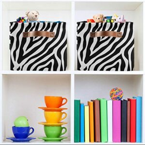 Abstract Animal Zebra Print Large Storage Basket Collapsible Storage Bin Organizer Cube Laundry Hamper for Clothes Bedroom Nursery Toys Shelf College Dorm