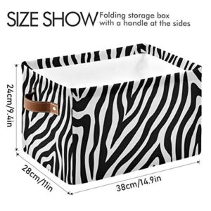 Abstract Animal Zebra Print Large Storage Basket Collapsible Storage Bin Organizer Cube Laundry Hamper for Clothes Bedroom Nursery Toys Shelf College Dorm