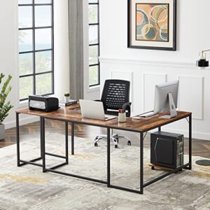 merax u-shaped computer, industrial corner writing cpu stand, gaming table workstation home office desk, 78.7" l x 47" w x 30.1" h, tiger
