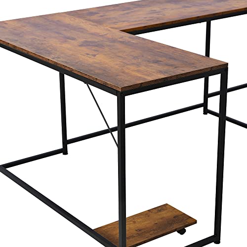 Merax U-Shaped Computer, Industrial Corner Writing CPU Stand, Gaming Table Workstation Home Office Desk, 78.7" L x 47" W x 30.1" H, Tiger