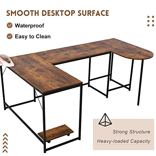 Merax U-Shaped Computer, Industrial Corner Writing CPU Stand, Gaming Table Workstation Home Office Desk, 78.7" L x 47" W x 30.1" H, Tiger