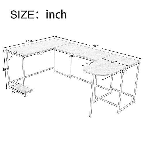 Merax U-Shaped Computer, Industrial Corner Writing CPU Stand, Gaming Table Workstation Home Office Desk, 78.7" L x 47" W x 30.1" H, Tiger