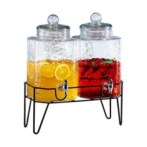 style setter hamburg dispensers with stand (set of 2), glass, 1.5 gallons each