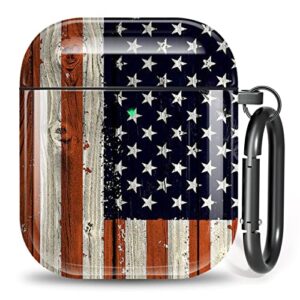 sangkoo airpods case cover,soft tpu shockproof protective cover skin with keychain for apple airpods 2nd 1st generation charging case,cute american flag airpod case for airpod 2/1
