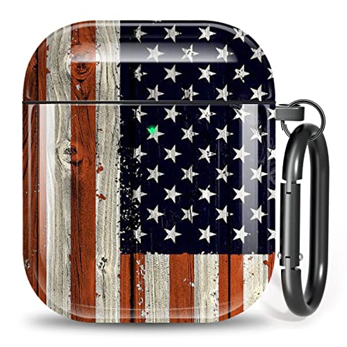 Sangkoo AirPods Case Cover,Soft TPU Shockproof Protective Cover Skin with Keychain for Apple AirPods 2nd 1st Generation Charging Case,Cute American Flag Airpod Case for Airpod 2/1