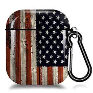 Sangkoo AirPods Case Cover,Soft TPU Shockproof Protective Cover Skin with Keychain for Apple AirPods 2nd 1st Generation Charging Case,Cute American Flag Airpod Case for Airpod 2/1