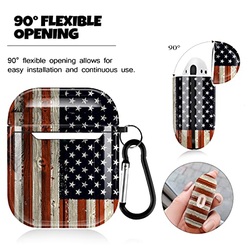 Sangkoo AirPods Case Cover,Soft TPU Shockproof Protective Cover Skin with Keychain for Apple AirPods 2nd 1st Generation Charging Case,Cute American Flag Airpod Case for Airpod 2/1