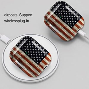 Sangkoo AirPods Case Cover,Soft TPU Shockproof Protective Cover Skin with Keychain for Apple AirPods 2nd 1st Generation Charging Case,Cute American Flag Airpod Case for Airpod 2/1