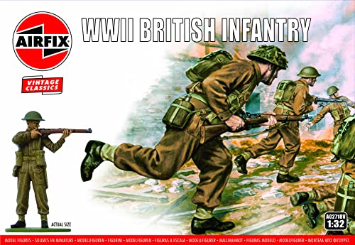 Airfix Vintage Classics WWII British Infantry 1:32 WWII Military Diorama Plastic Model Figures A02718V