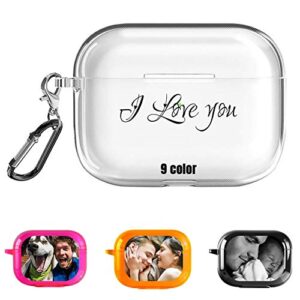 custom name picture airpods case with keychain, tpu soft diy personalized, compatible with apple airpods pro and airpods 2 and 1 cover