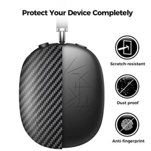 Carbon Fiber for AirPods Max Case, MONOCARBON Genuine Carbon Fiber Case for AirPods Max Headphones, with AirPods Max Covers Apple Headphone Cases Ultra Protective-Matte Black