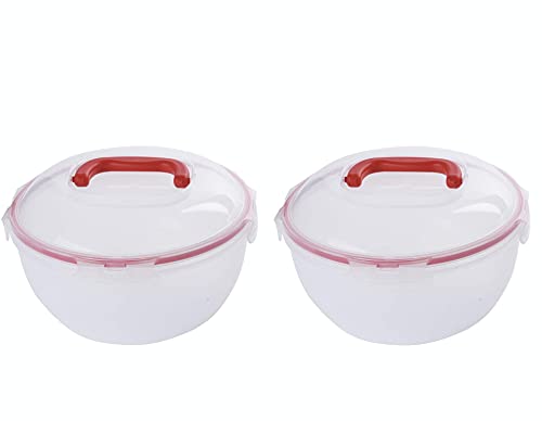 Komax Biokips Set of 2 Large Salad Bowls with Lids – 4.2 Qt Airtight Food Storage Containers – BPA-Free Salad Bowl with Lid that Locks – Microwave & Dishwasher Safe Salad Mixing Bowls