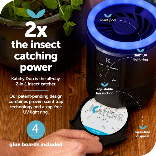 Katchy Duo 2 in 1 Indoor Fruit Fly Trap, Mosquito Killer, and Gnat & Bug Catcher with UV Light Fan and Sticky Traps for Bugs