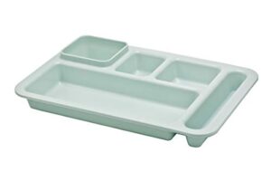 happy starla - right-hand heavy weight extra deep tray 5-compartment cafeteria,fast food,home,events,dinner food plate, 9.5" x 14" made in usa (mint)
