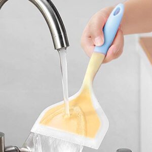 KUFUNG Silicone Spatula Pancakes Shovel Omelette Spatula Turner for Eggs Fish Pancake Pizza and Steak Wide Soft Pizza Shovel Non-Stick Heat-Resistant Kitchen Fried Shovel (Large, Yellow & Blue)