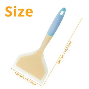 KUFUNG Silicone Spatula Pancakes Shovel Omelette Spatula Turner for Eggs Fish Pancake Pizza and Steak Wide Soft Pizza Shovel Non-Stick Heat-Resistant Kitchen Fried Shovel (Large, Yellow & Blue)