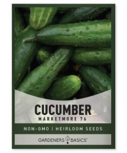 cucumber seeds for planting - marketmore 76 - cucumis sativus heirloom, non-gmo vegetable variety- 1 gram seeds great for outdoor gardening by gardeners basics