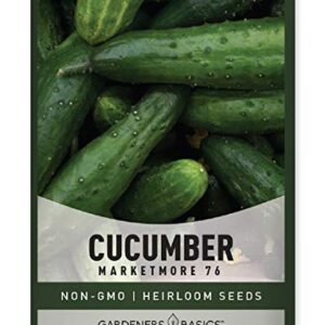 Cucumber Seeds for Planting - Marketmore 76 - Cucumis sativus Heirloom, Non-GMO Vegetable Variety- 1 Gram Seeds Great for Outdoor Gardening by Gardeners Basics